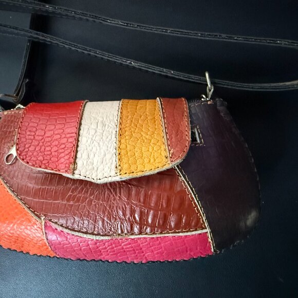 Nicaragua Handmade Multicolor Patchwork Crossbody Bag Leather handbag - Picture 3 of 6